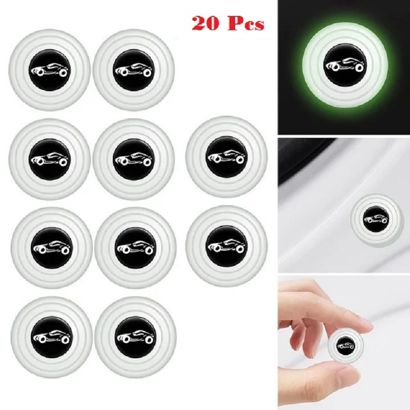 20 Pcs Door Shock Absorber Pads Buffer Bumper Pads Shock Absorption Sound Insulation Rubber White Car logo