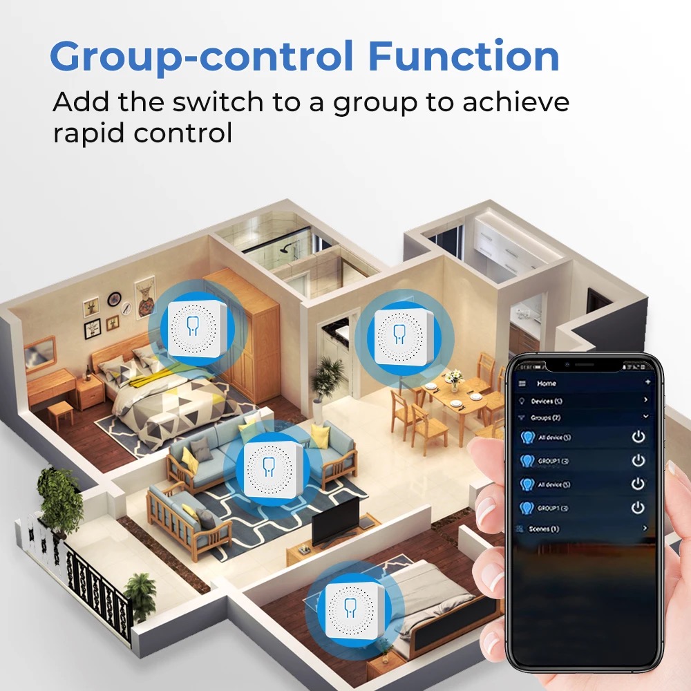 WiFi MiNi Smart Switch 16A 2-way Control Timer Wireless Switches Work For Alexa Google Home