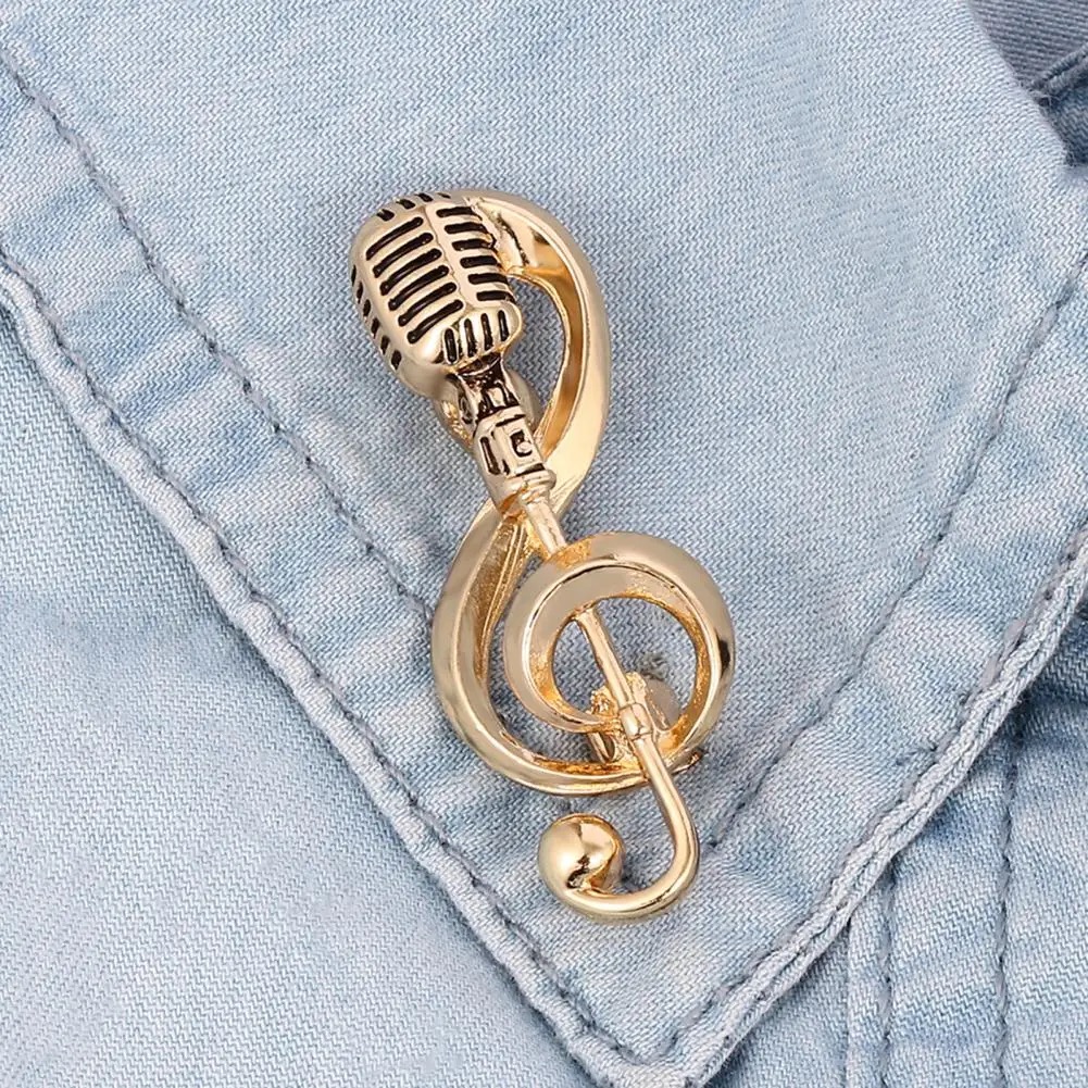 Music Note Brooche Singer Party Concert Gold