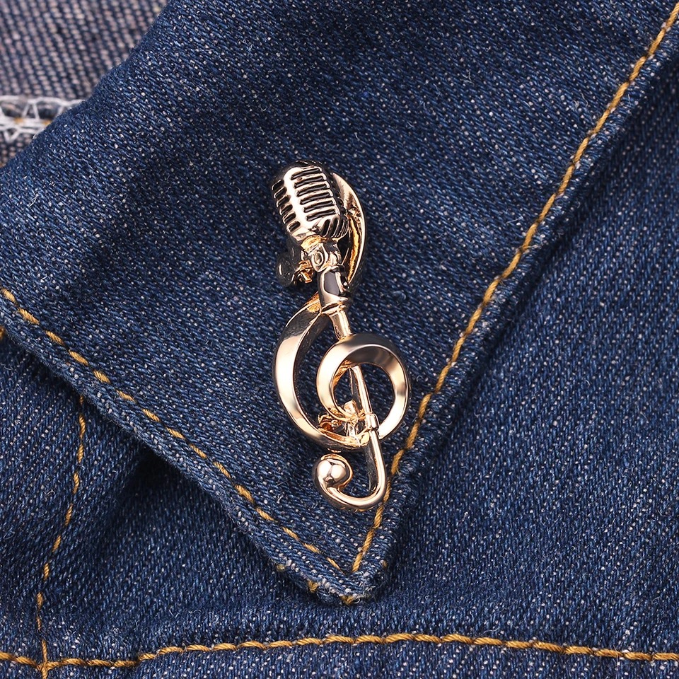 Music Note Brooche Singer Party Concert Gold