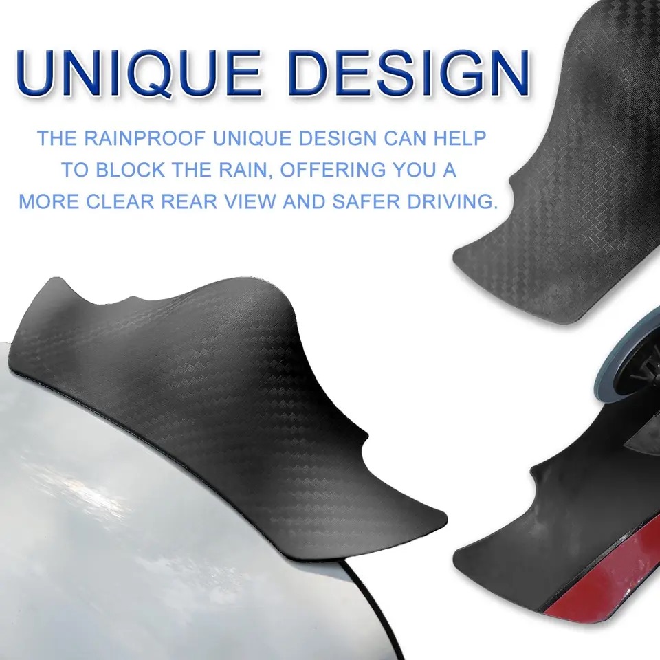 2Pcs Bat Carbon Fiber Mirror Blind Spot Mirror Rain Cover Car Rain Eyebrow Mirror