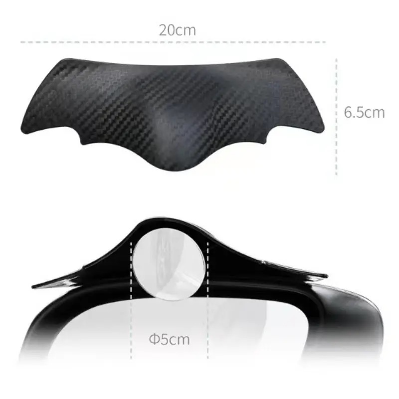 2Pcs Bat Carbon Fiber Mirror Blind Spot Mirror Rain Cover Car Rain Eyebrow Mirror