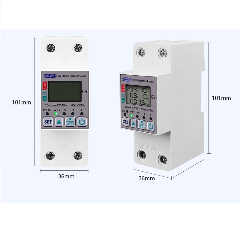 TOMZN 63A 220V Smartlife WIFI Energy Meter Kwh Metering Switch Timer With Voltage Current and Leakage Protection
