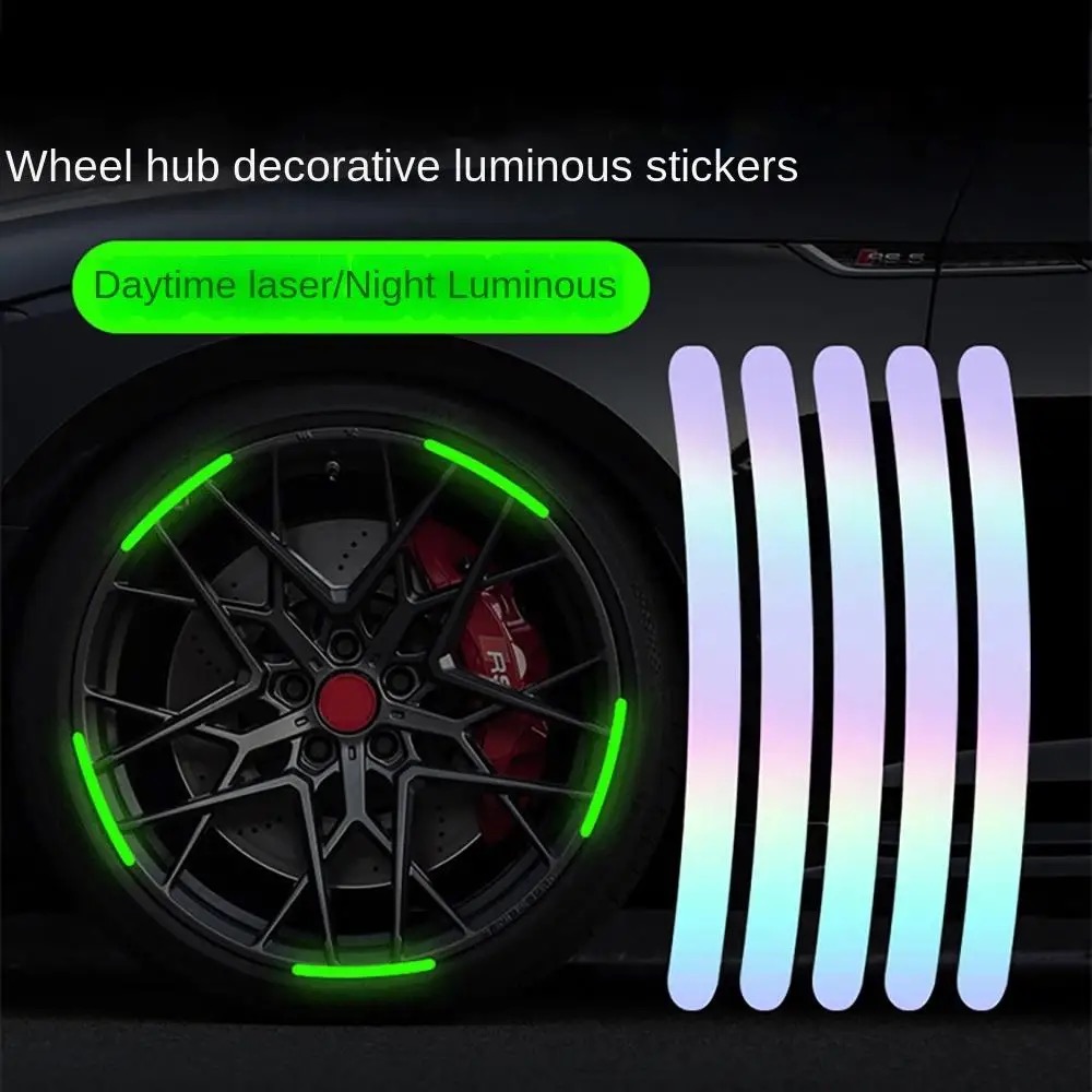 20 Pcs Car Wheel Hub Sticker Tire Rim Strips Luminous Sticker for Night Driving Glow