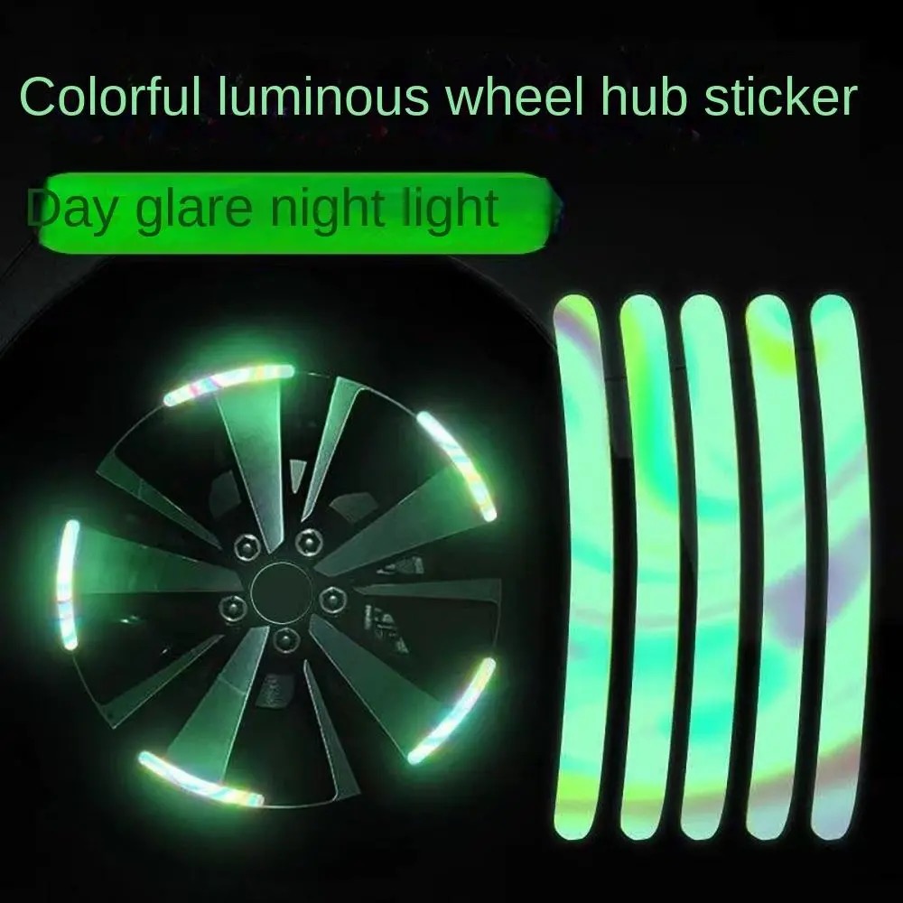 20 Pcs Car Wheel Hub Sticker Tire Rim Strips Luminous Sticker for Night Driving Glow