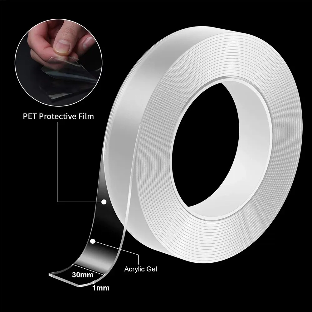 5M Nano Double Tape Heavy Duty Transparent Adhesive Strips Strong Sticky Multipurpose Reusable Waterproof Mounting Tape