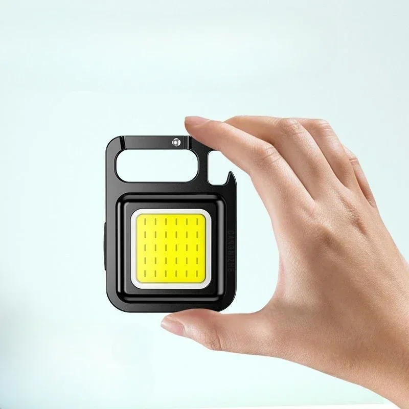 Mini Cob Keychain Light Multifunctional 3 Modes Led Pocket Work Lights Portable Flashlight Outdoor Camping Corkscrew Lamps
