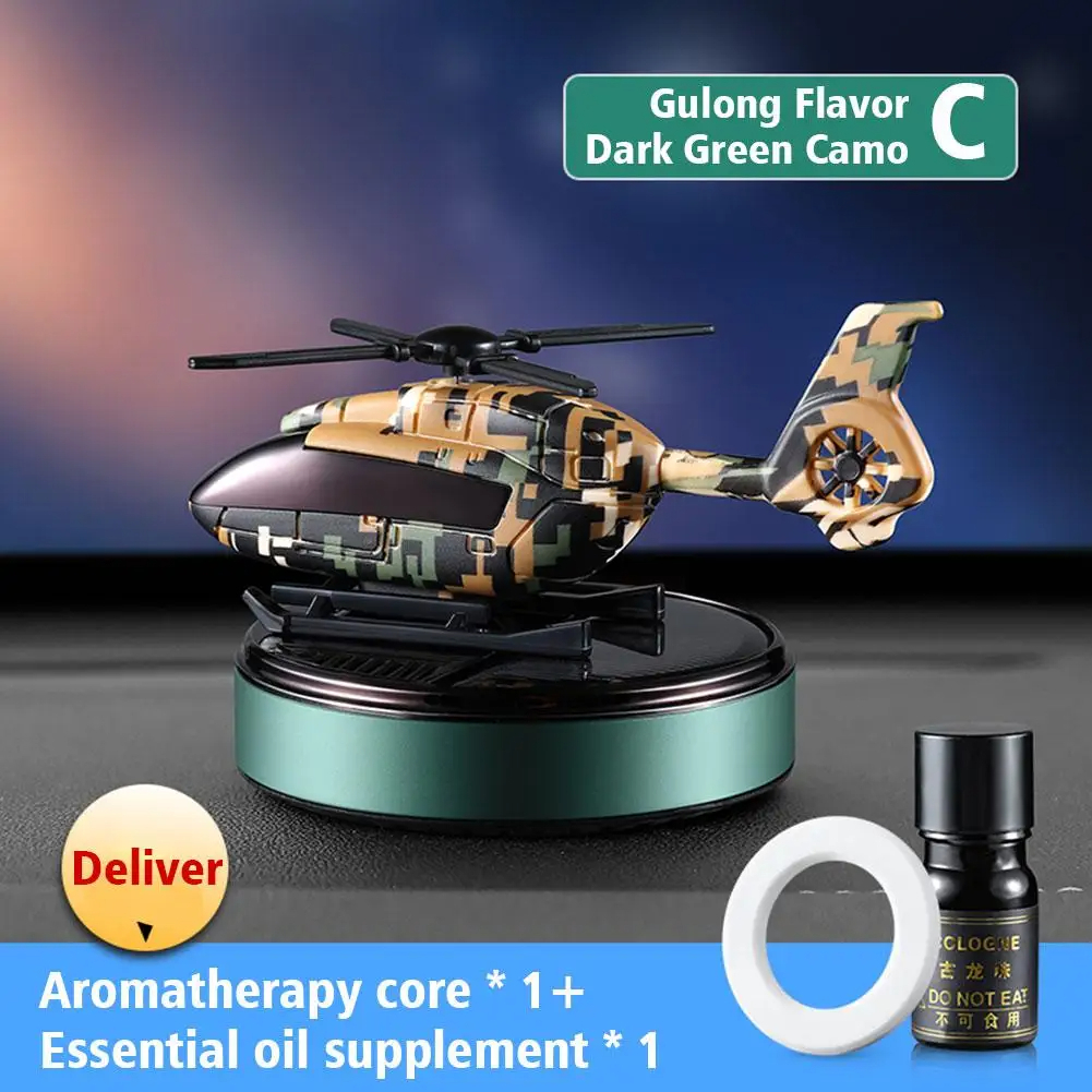 Solar Car Air Freshener Automatic Rotation Dashboard Fragrance Camouflage Helicopter Car aromatherapy ornaments