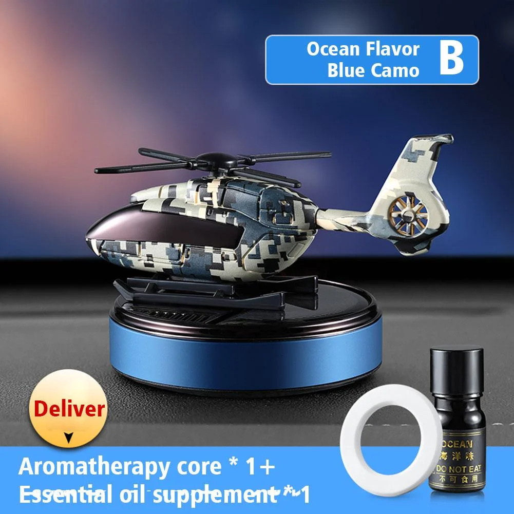 Solar Car Air Freshener Automatic Rotation Dashboard Fragrance Camouflage Helicopter Car aromatherapy ornaments