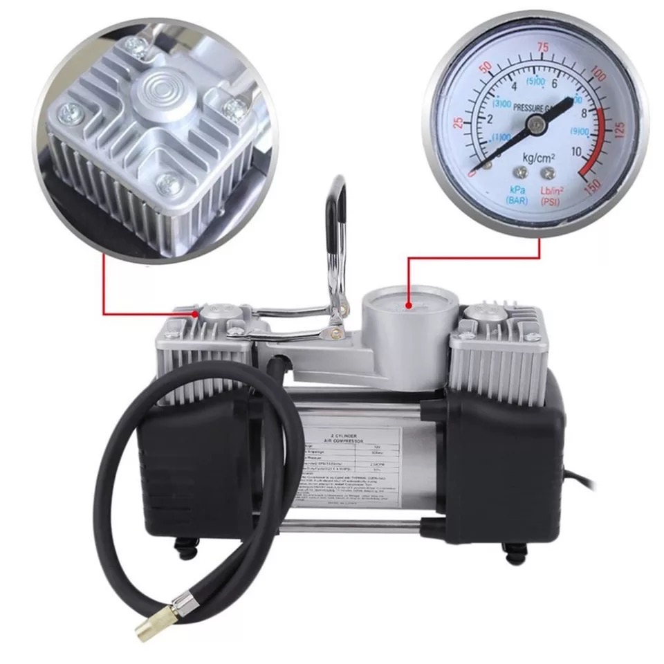 Car Dual Cylinder Air Pump 150W Air Pump Car Air Pump High Power Toolbox Air Pump