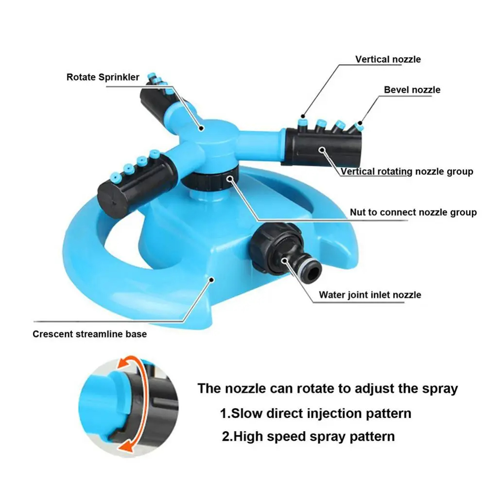 Automatic Rotating Garden Lawn Circle Rotating Water Sprinkler 12 Nozzles Garden Pipe