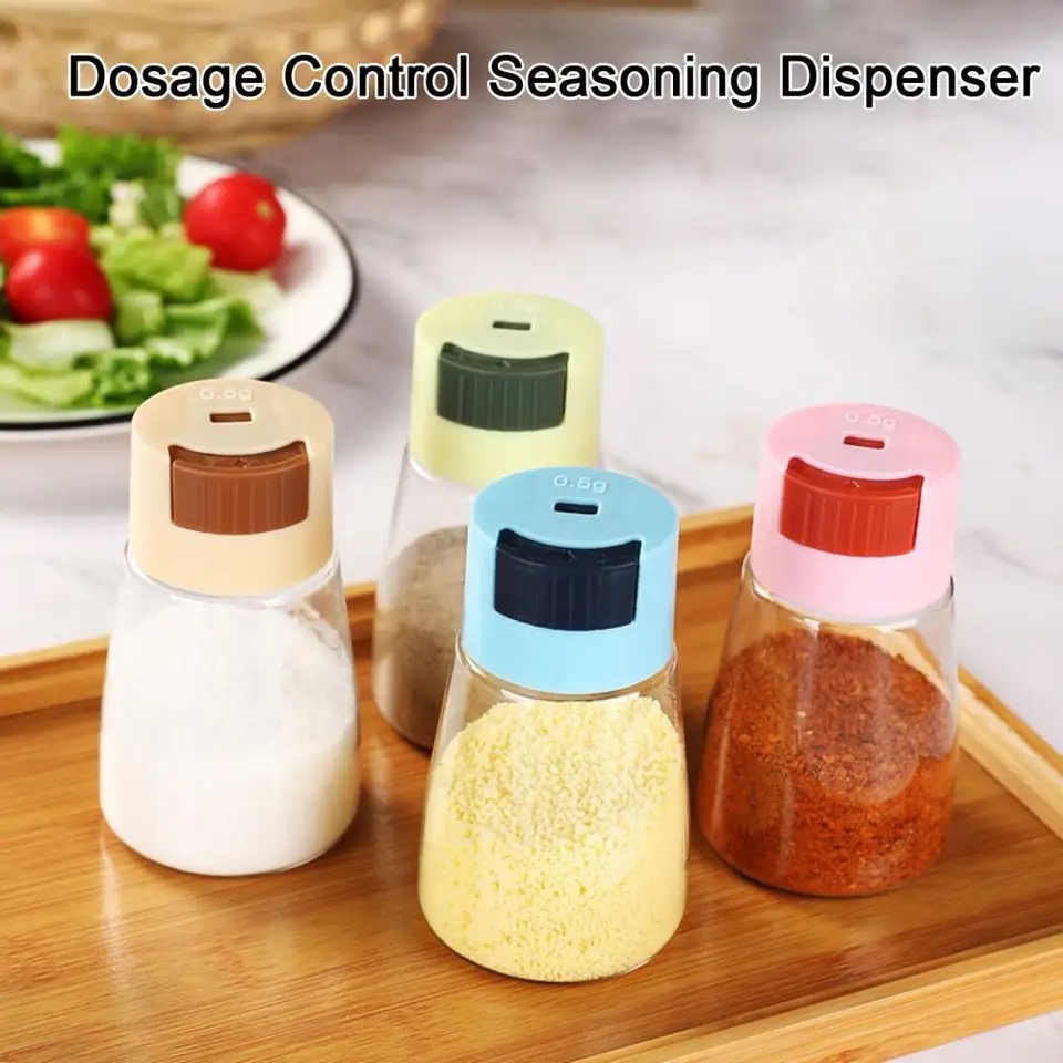 Pack of 3 Salt Shaker Clear Precise Control Quantitative Each Press 0.5g Pepper Spice Dispenser Measuring Seasoning Bottle Kitchen Gadgets