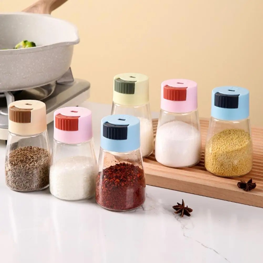 Pack of 3 Salt Shaker Clear Precise Control Quantitative Each Press 0.5g Pepper Spice Dispenser Measuring Seasoning Bottle Kitchen Gadgets