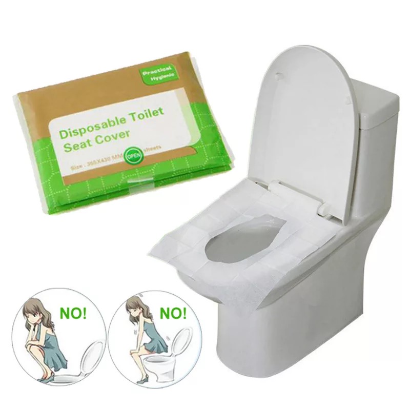 One Pack 10 Pcs Portable Disposable Toilet Seat Cover Mat Toilet Paper Pad Bathroom Accessories for home or public convenience