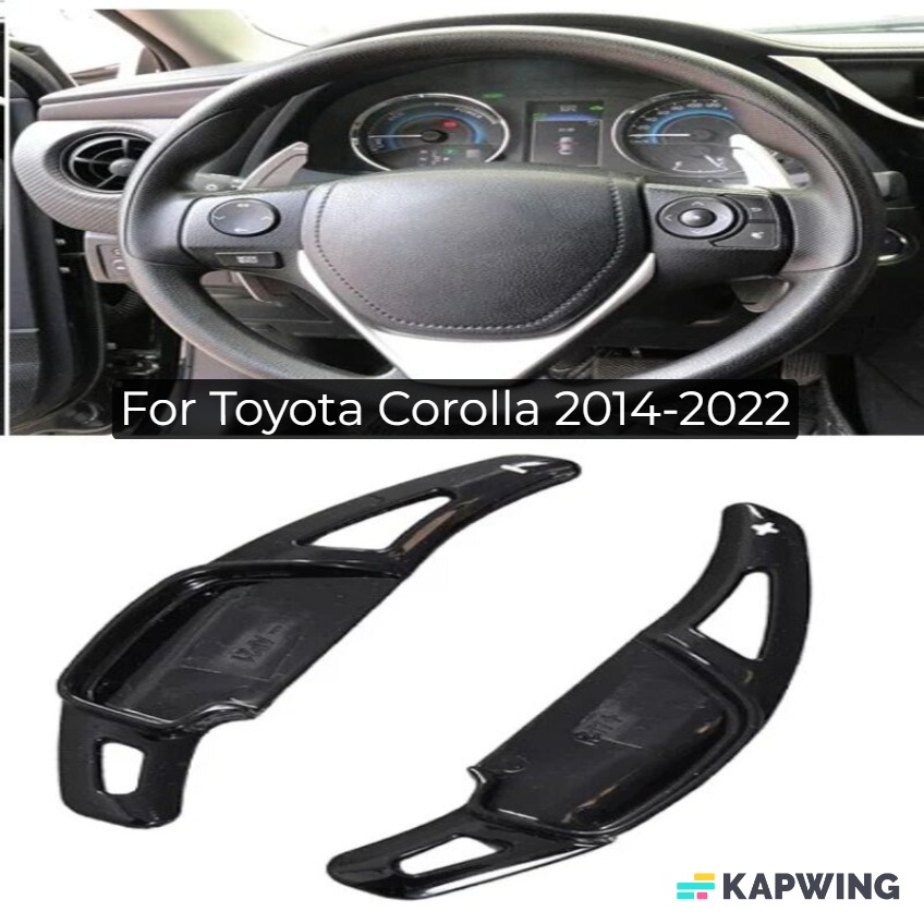Toyota Corolla Black Steering Wheel Paddle Shift Extension 2 Pieces For 2014 - 2022