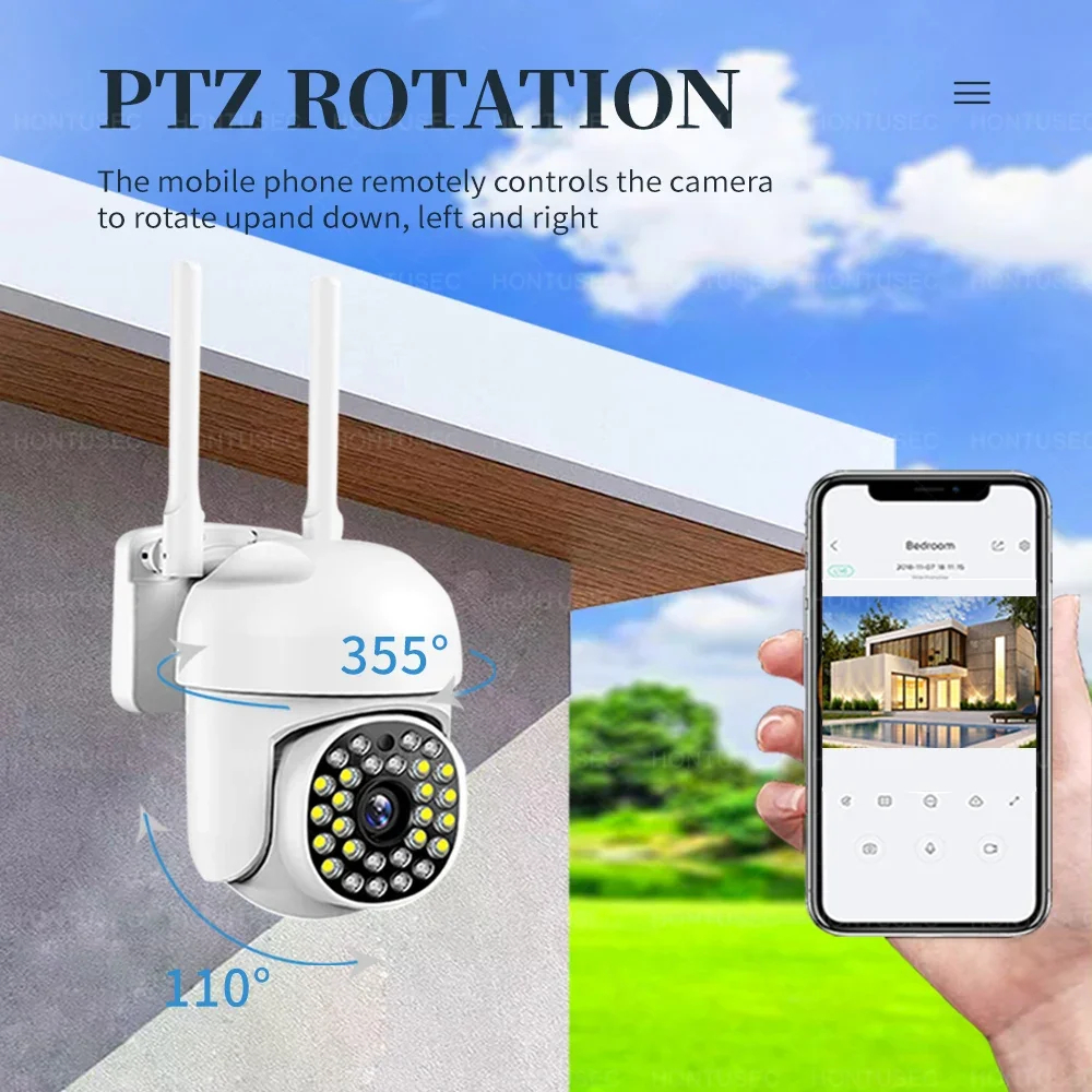 Ptz Wifi Camera Hb66 2mp 1080p Outdoor Cctv Security Camera 4x Digital Zoom Wireless Ai Human Detection With Pixlinkcam App