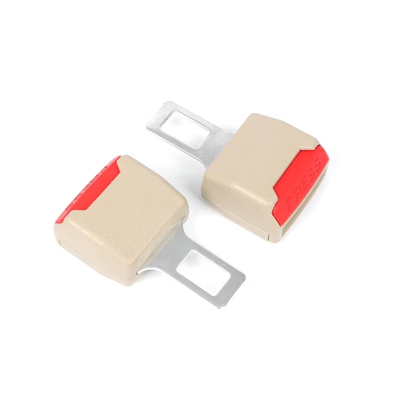 2pcs Car Seat Belt Clip Extension Plug Car Safety Seat Lock Buckle Beige