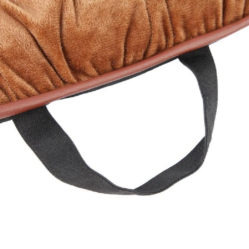 1 Pc Universal Front Car Seat Cushion with Straps Soft Velvet Fabric for Extra Comfort Brown