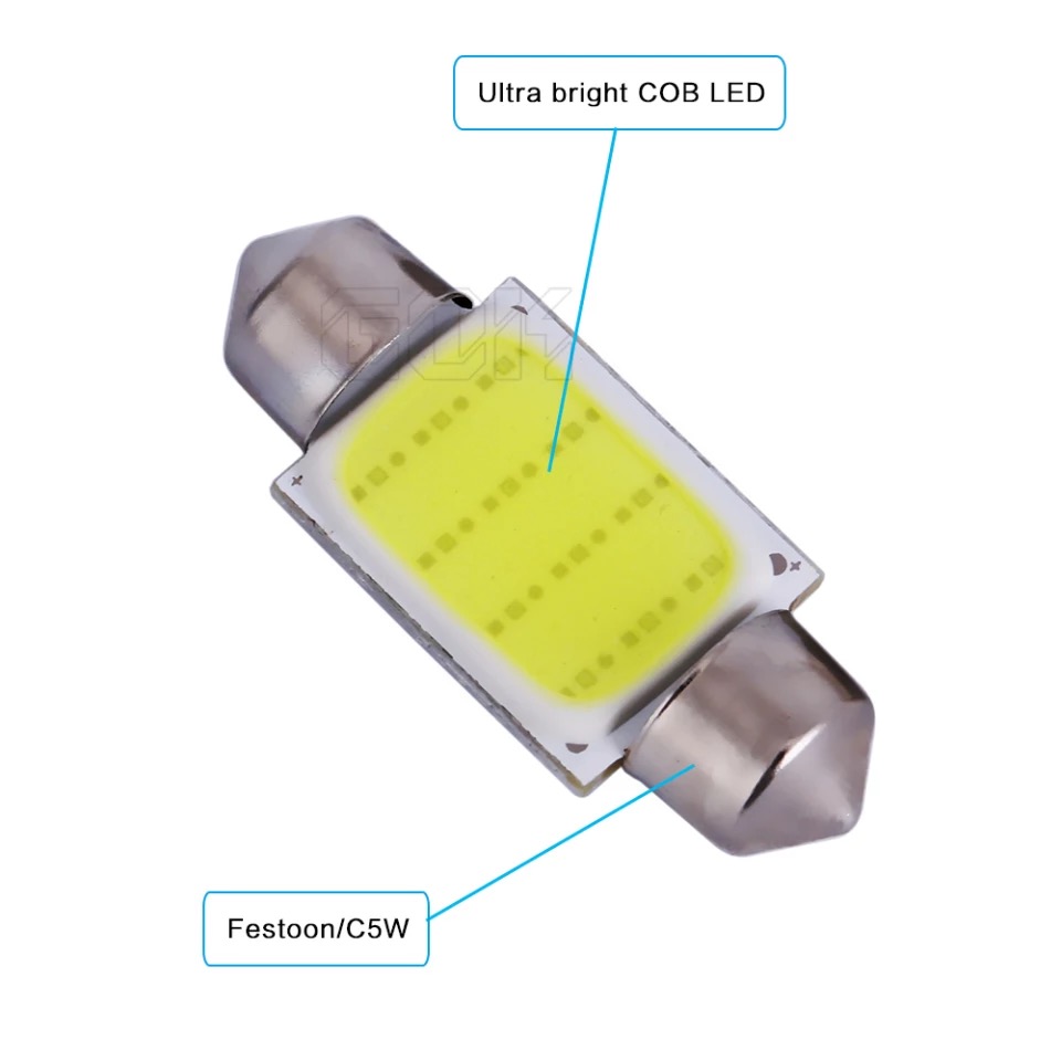 Pack of Two 41mm Super COB LED Bulb 12 Chips