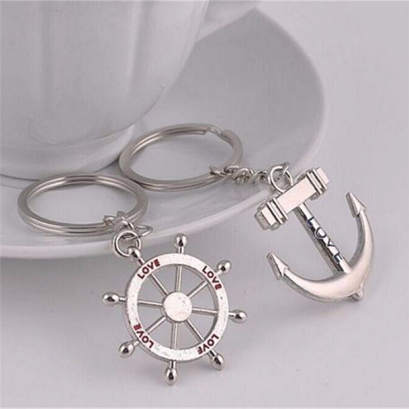 1 pair Anchor Key Ring Metal