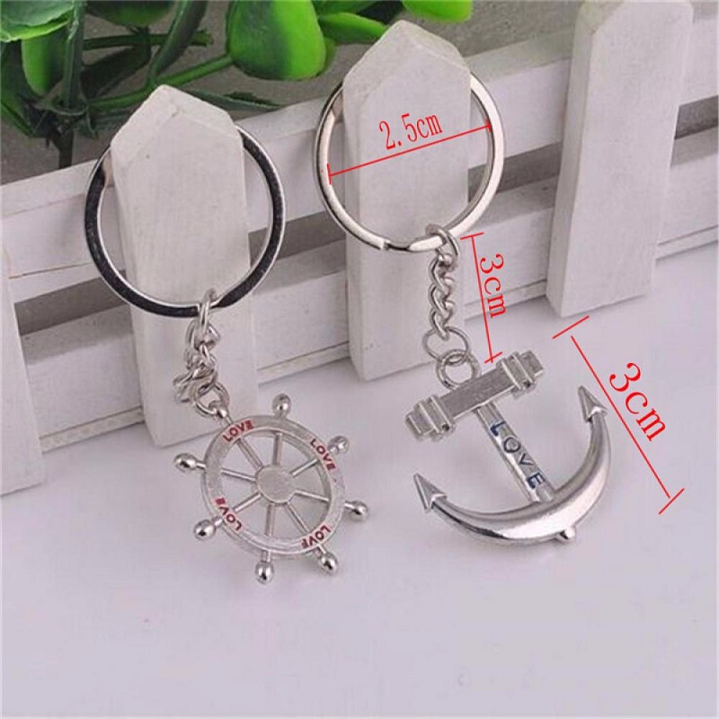 1 pair Anchor Key Ring Metal