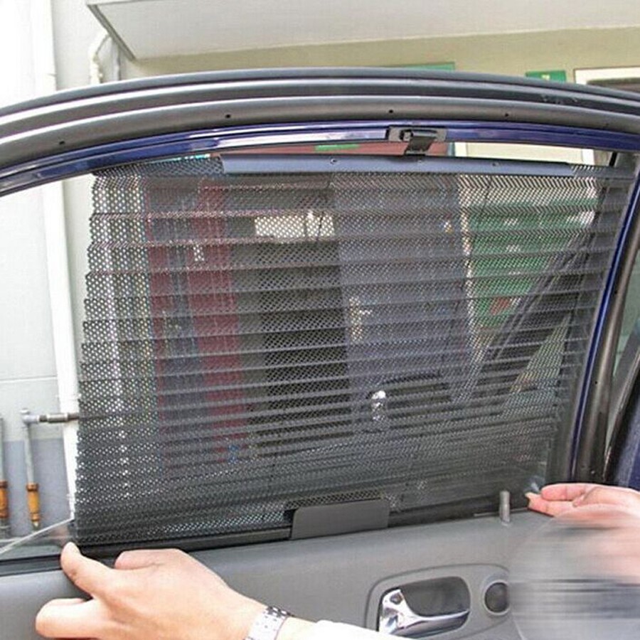 2 Pcs Car Sunshade Automatic Stretching Sunscreen Curtains Black