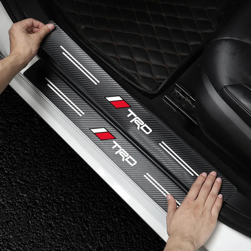 4Pcs Car Door Carbon Fiber Anti Stepping Protection Stickers TRD