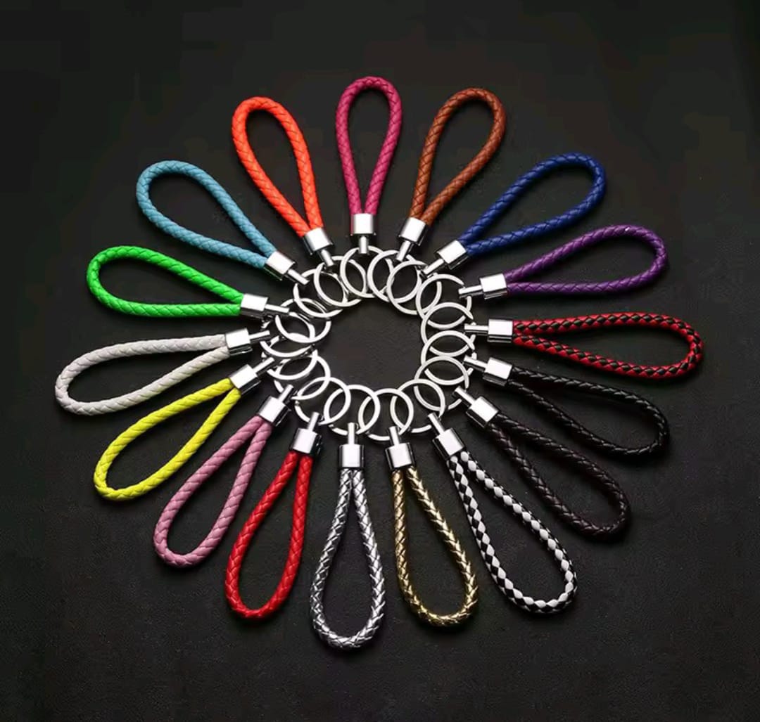Trendy Leather Cord Keychain Black