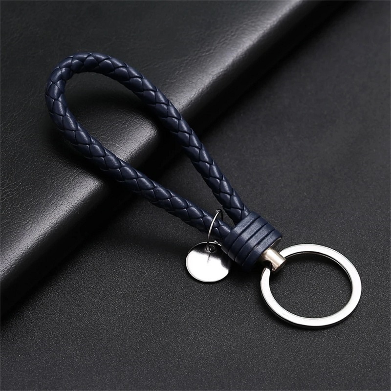 Trendy Leather Cord Keychain Black