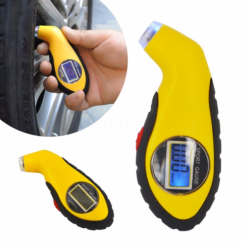 Digital LCD Car Tire Tyre Air Pressure Gauge Meter Yellow