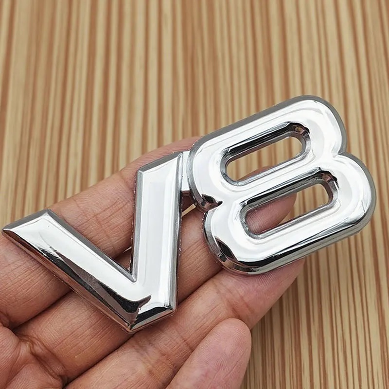1x Metal V8 Emblem Car Engine Logo V-8 Turbo Racing