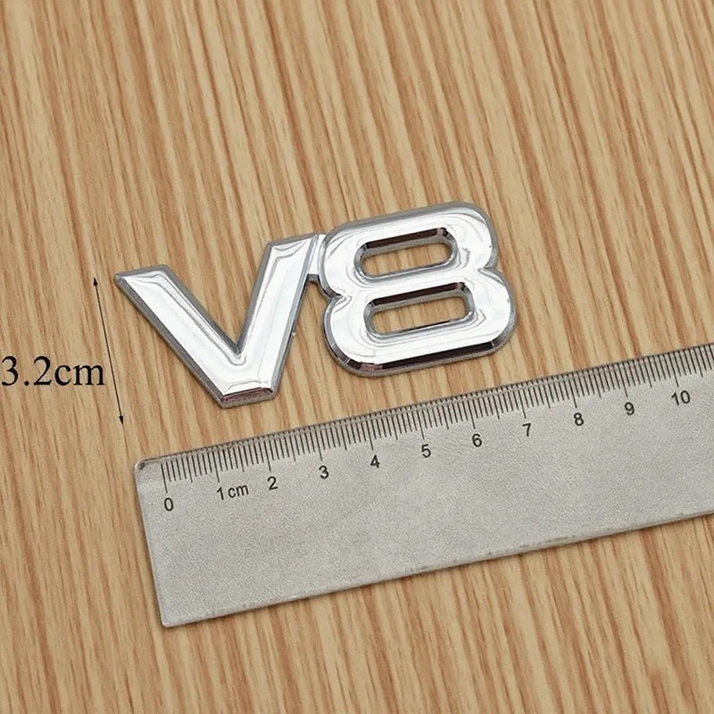 1x Metal V8 Emblem Car Engine Logo V-8 Turbo Racing