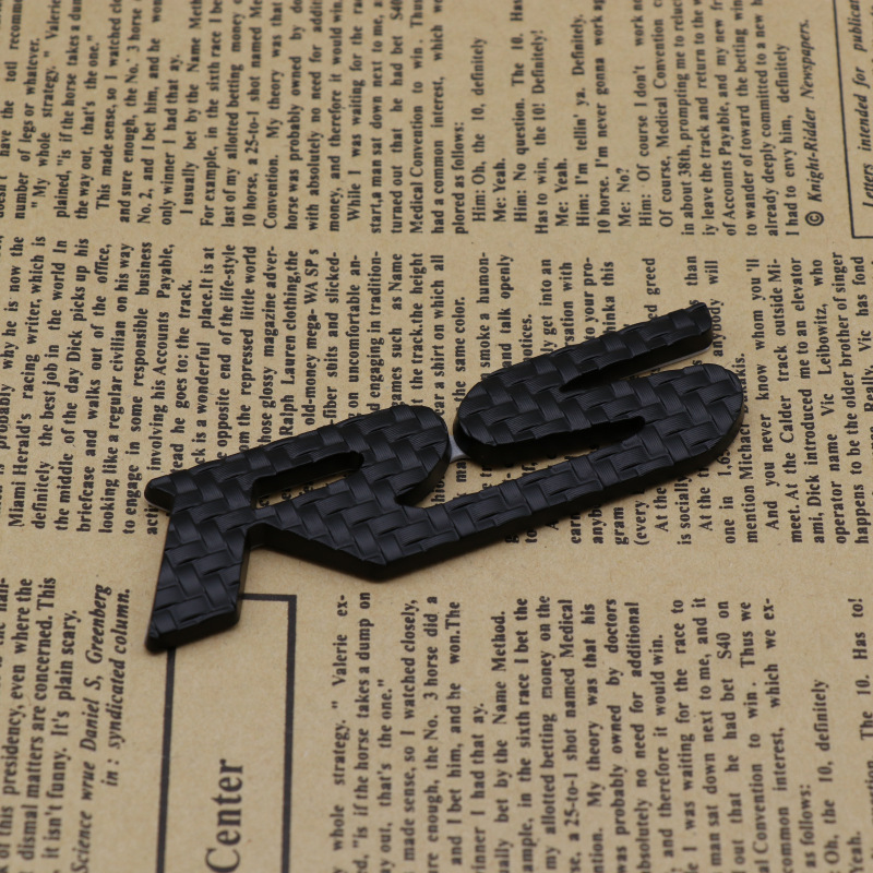 Metal Car Logo RS Logo Black Carbon