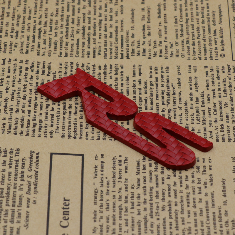Metal Car Logo RS Logo Red Carbon