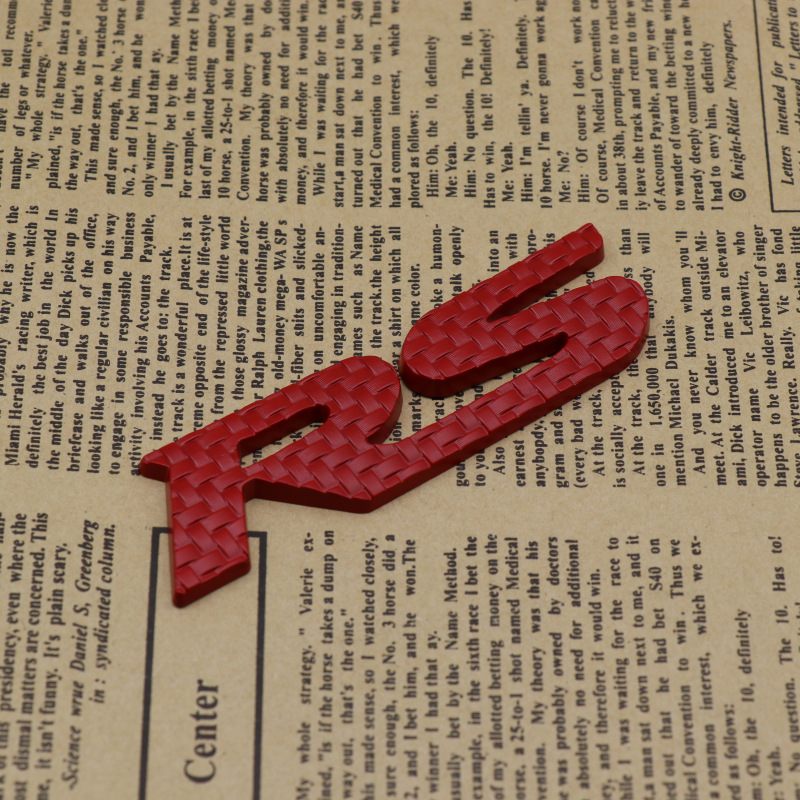 Metal Car Logo RS Logo Red Carbon