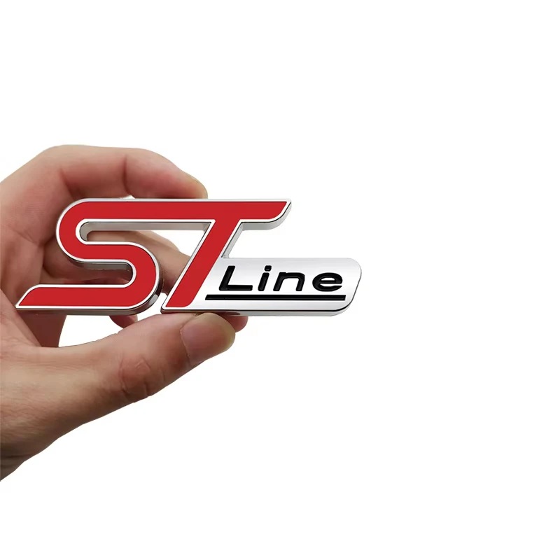 STLine Metal Logo Red Silver