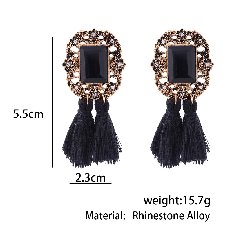 Vintage Crystal Tassel Dangle Earrings