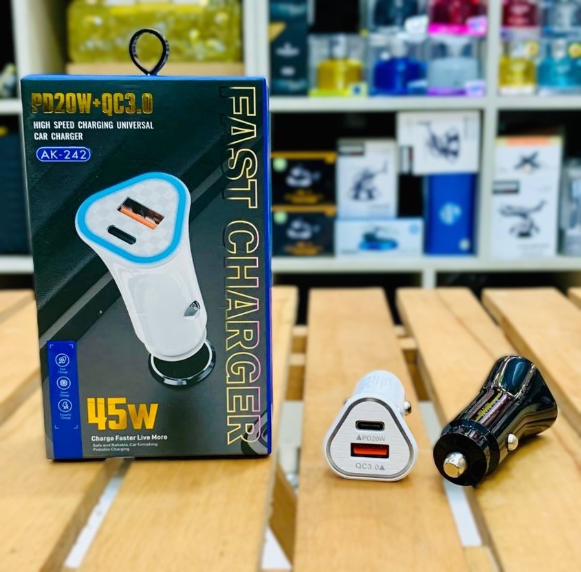 Ultra Compact Dual Port 45W PD Car Charger USB C Fastest Mini Charging Adapter