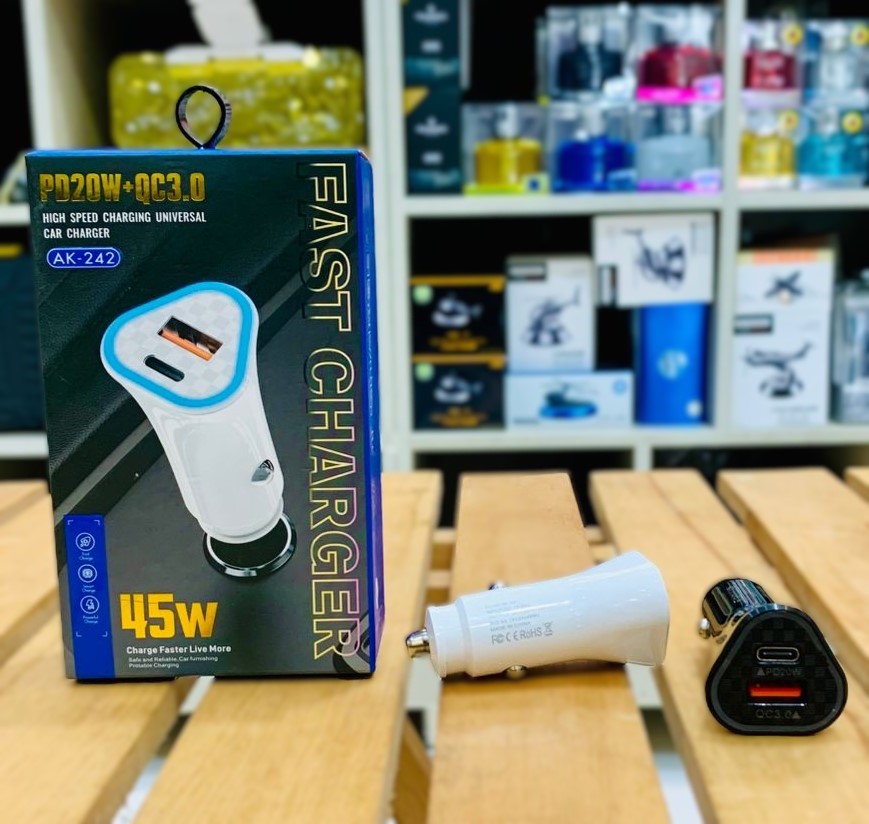 Ultra Compact Dual Port 45W PD Car Charger USB C Fastest Mini Charging Adapter