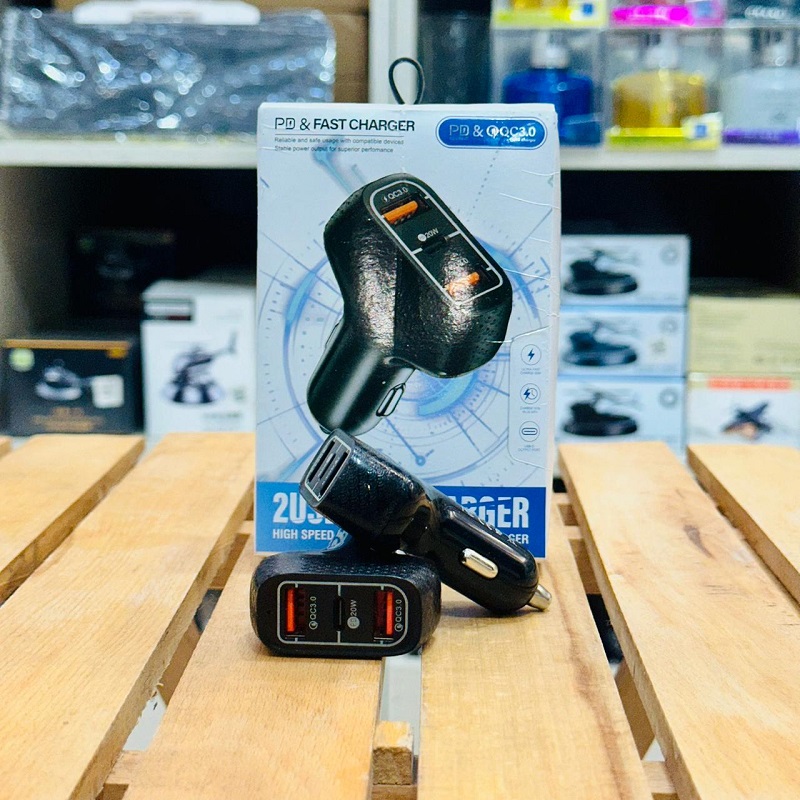 38W Car Charger Super Fast Charge 2USB Socket 1 PD Flash Charge