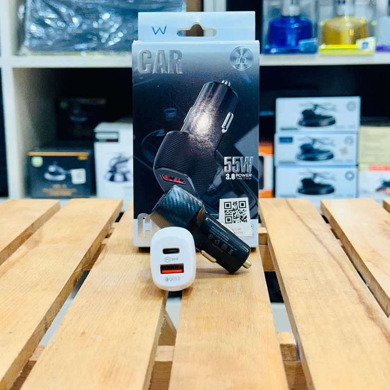 55 W 3.0A Dual USB Car Charger QC3.0 Fast Charging PD Phone Charger