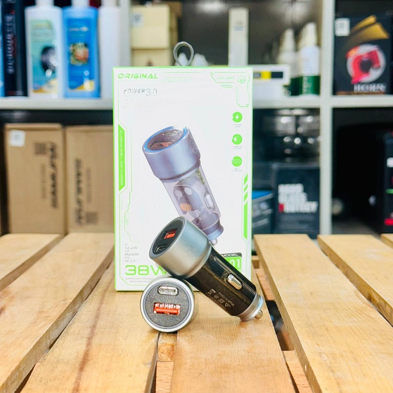 38W USB+Type-C Car Chargers Dual Ports Fast Charging