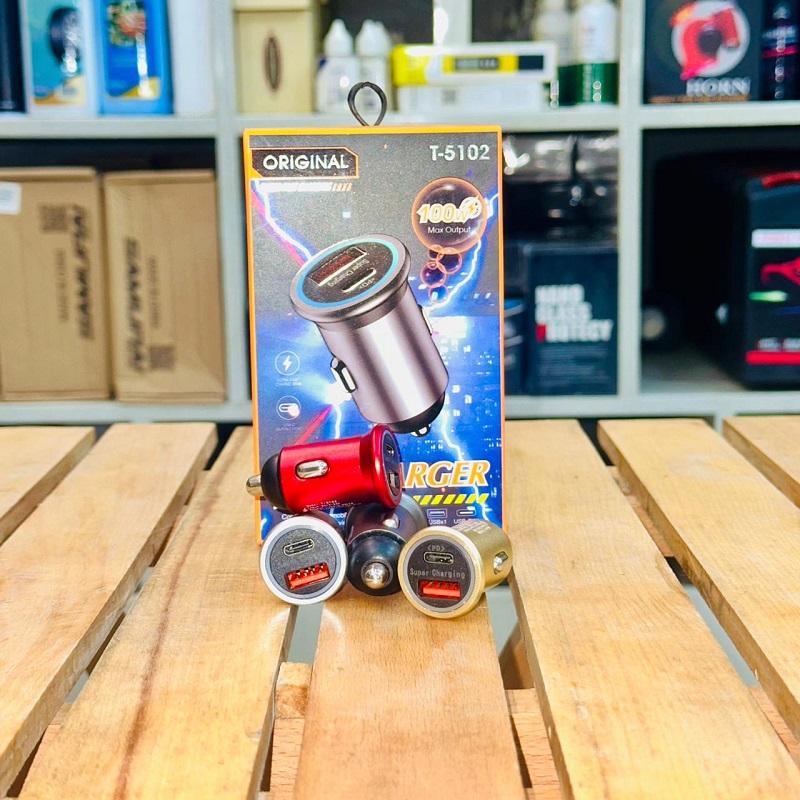  Metal Body 100W USB Type C Car Chargers Dual Ports Fast Charging