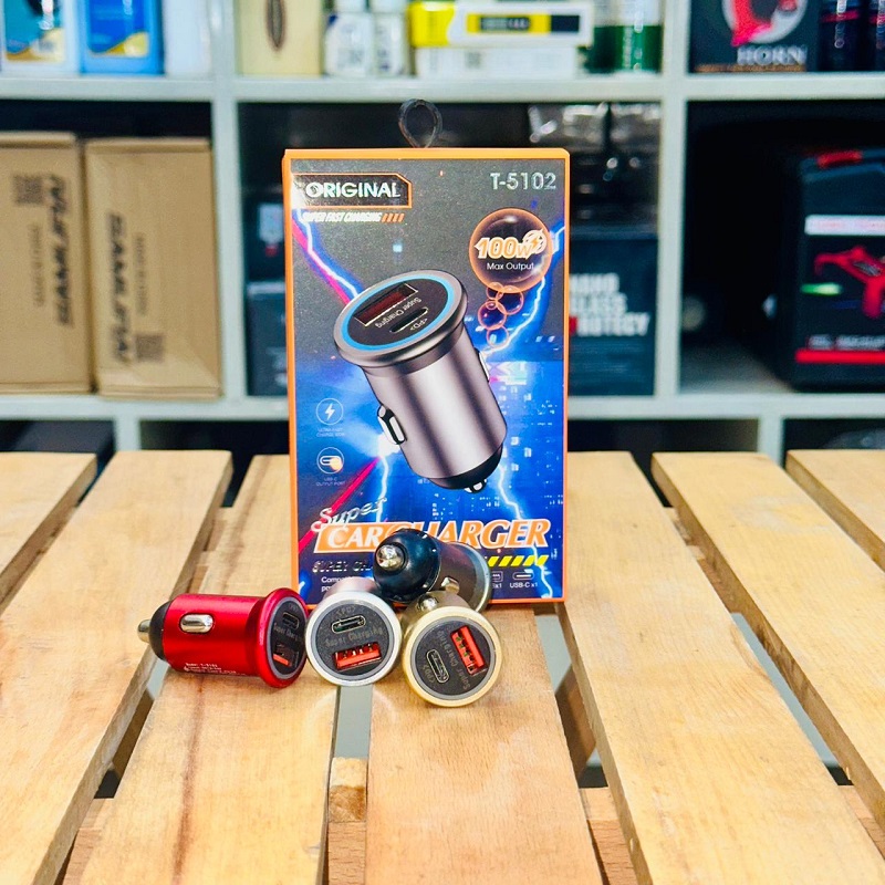  Metal Body 100W USB Type C Car Chargers Dual Ports Fast Charging