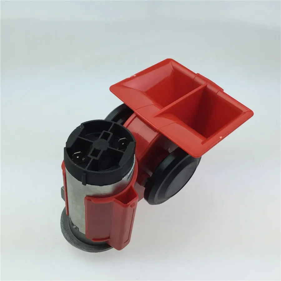 Car Air Horn 12V 115 DB Red Compact Dual Tone Electric Pump Loud Siren