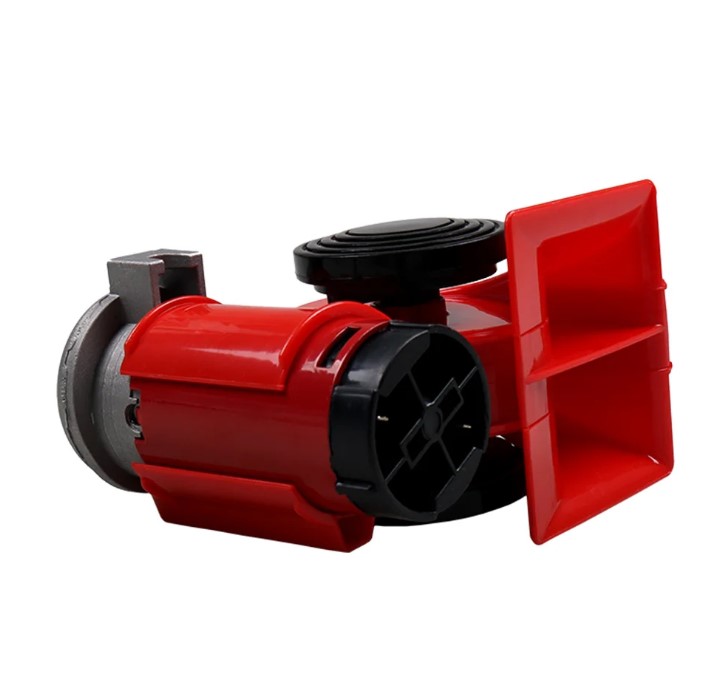 Car Air Horn 12V 115 DB Red Compact Dual Tone Electric Pump Loud Siren