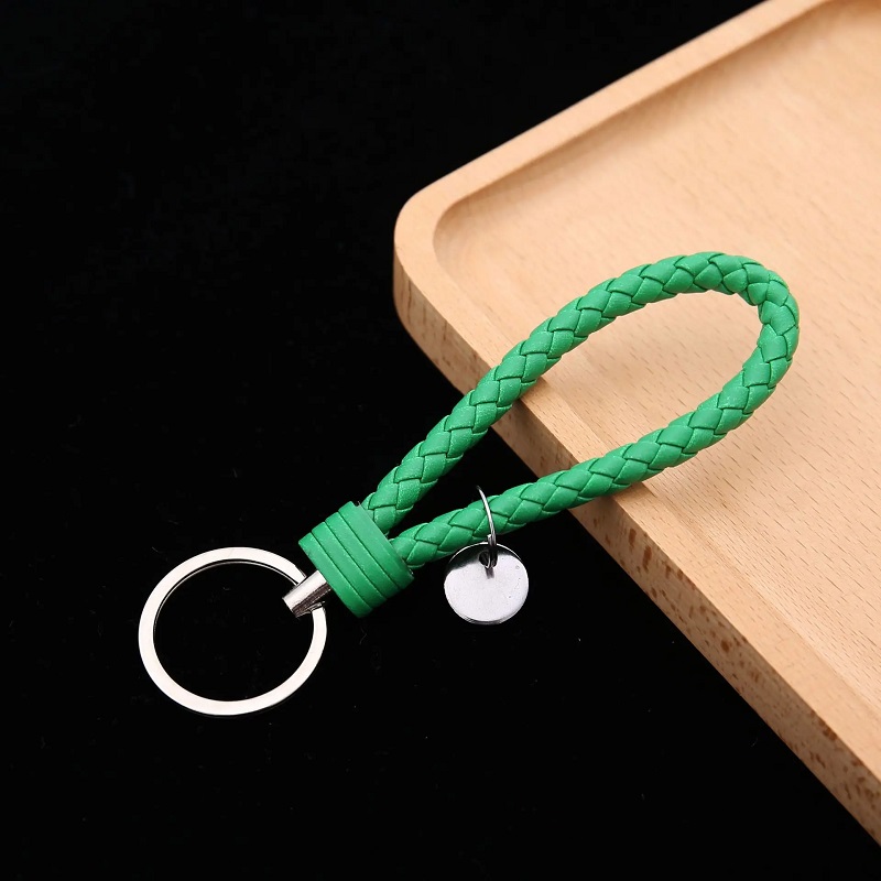 Trendy Leather Cord Keychain Green