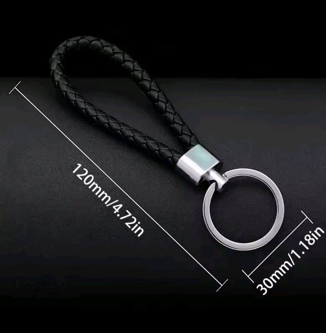 Trendy Leather Cord Keychain Green