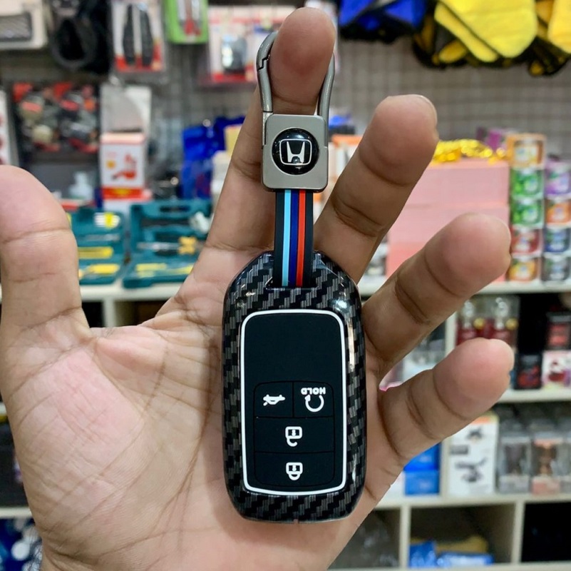  Honda CiVIC 2017 Key Cover With Metal Shell 4 Button Carbon