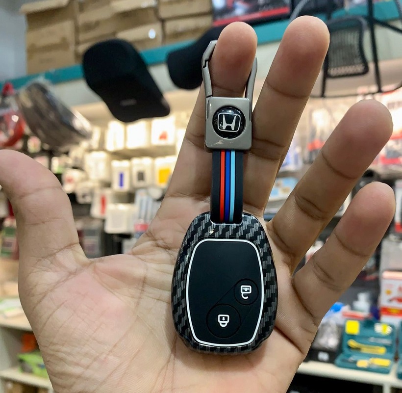 Honda City 2009-2020 Key Cover With Metal Shell 2 Button Carbon